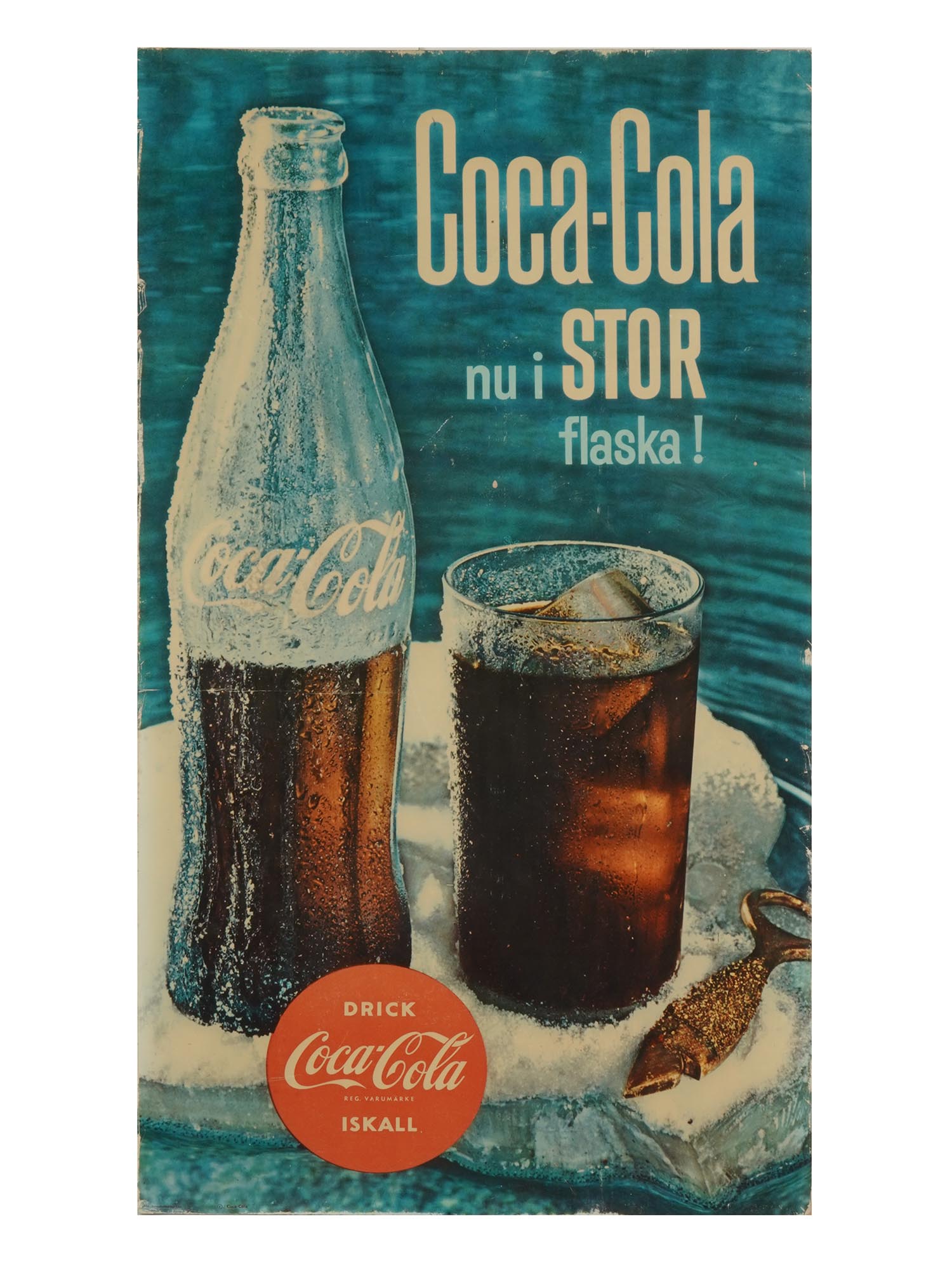 VINTAGE DANISH COCA COLA ADVERTISEMENT POSTER PIC-0